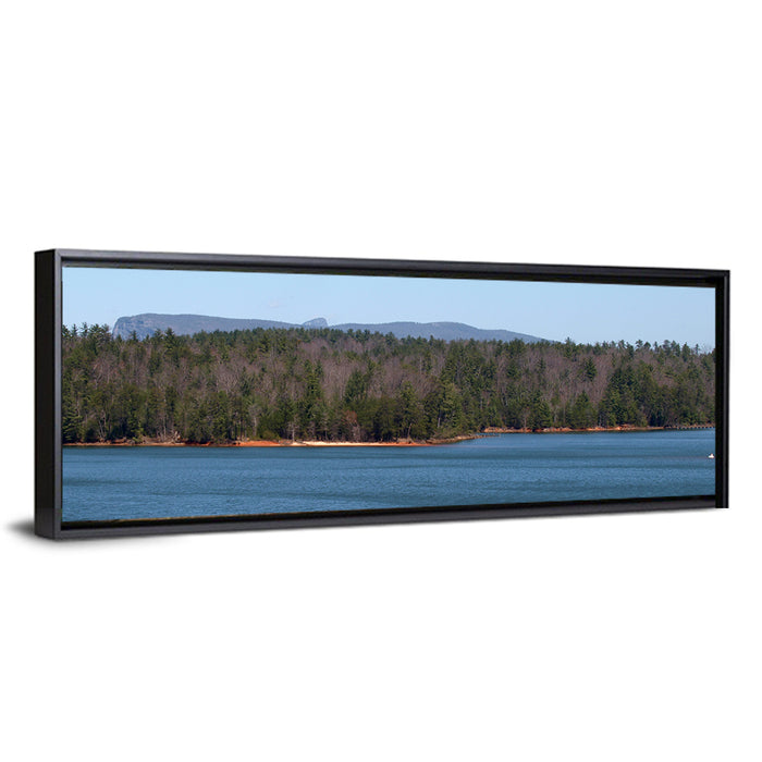 Lake James Shoreline Wall Art as a framed canvas