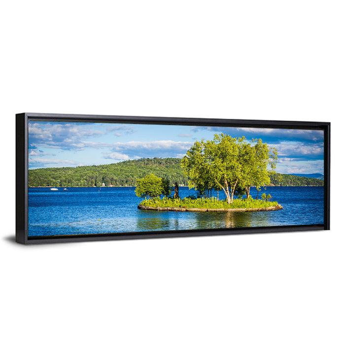 Lake Winnipesaukee Landscape Wall Art as a framed canvas