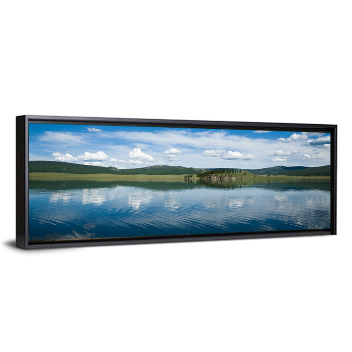 Lake Khovsgol Reflection Wall Art as a framed canvas