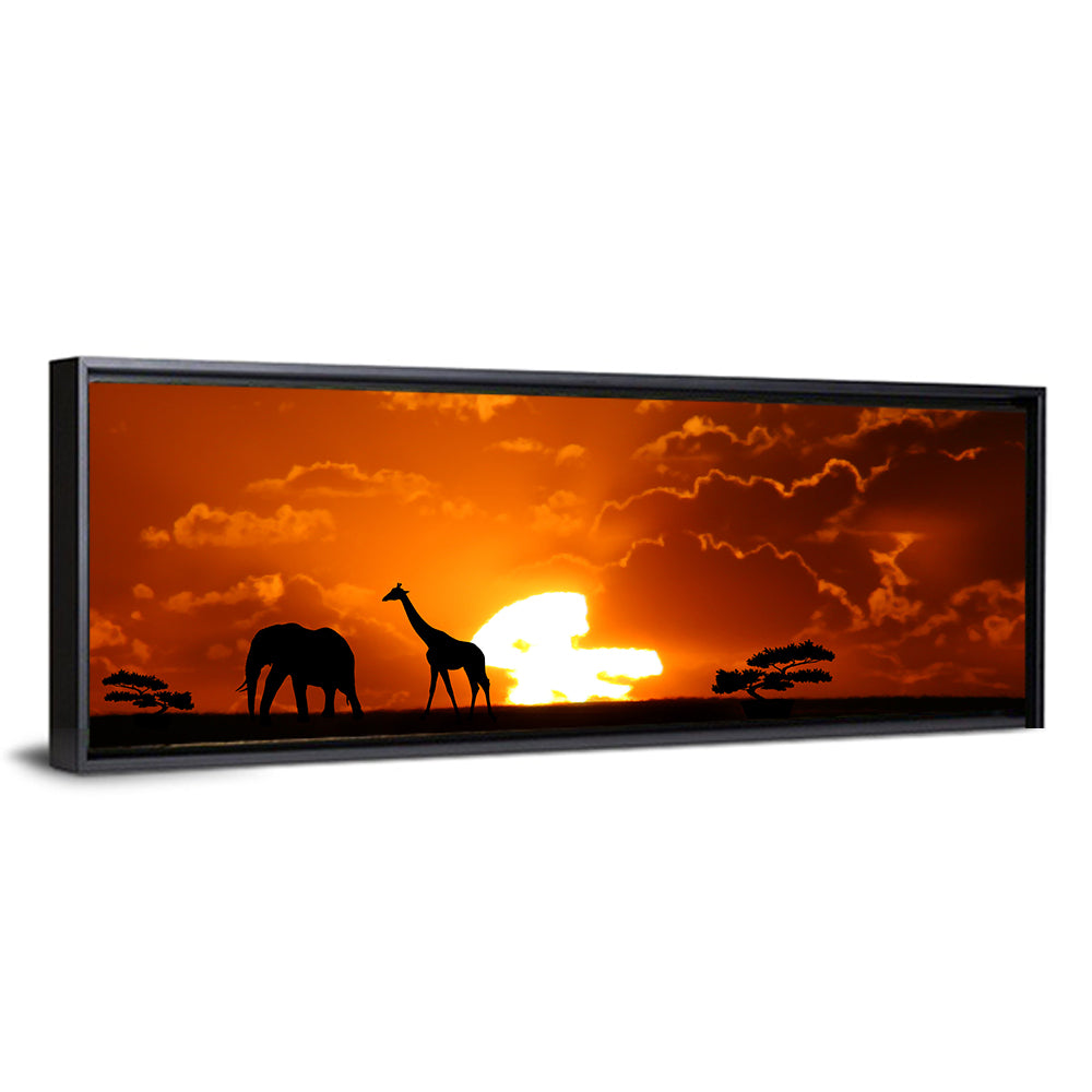Safari Sunset Silhouettes Wall Art