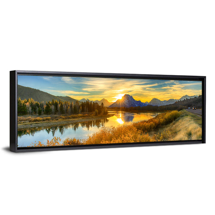 Oxbow Bend Sunrise Wall Art as a framed canvas
