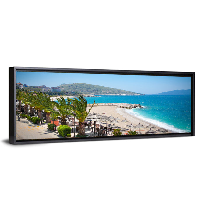 Saranda Seaside View Wall Art as a framed canvas