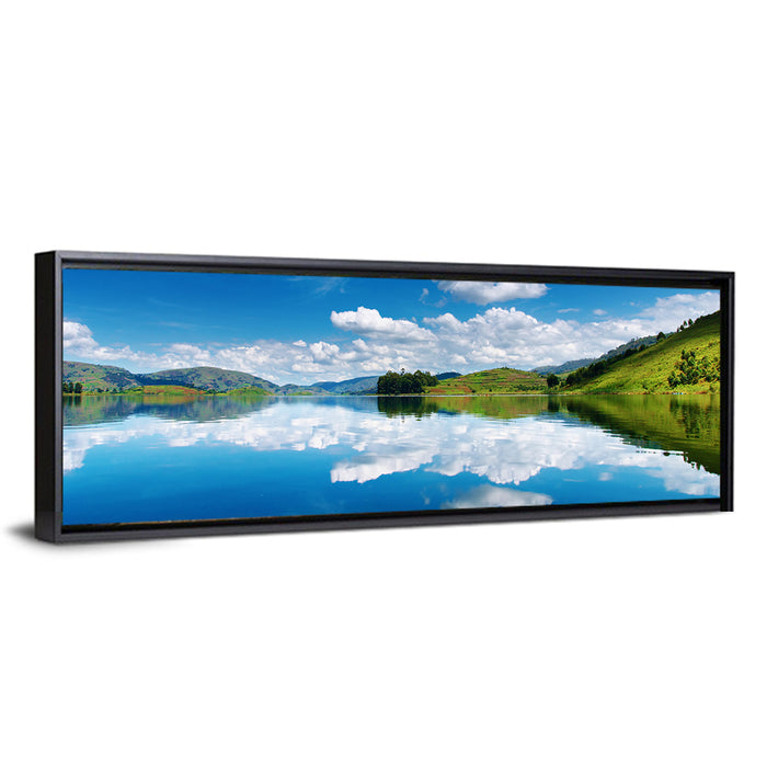 Bunyonyi Lake Reflection Wall Art as a framed canvas