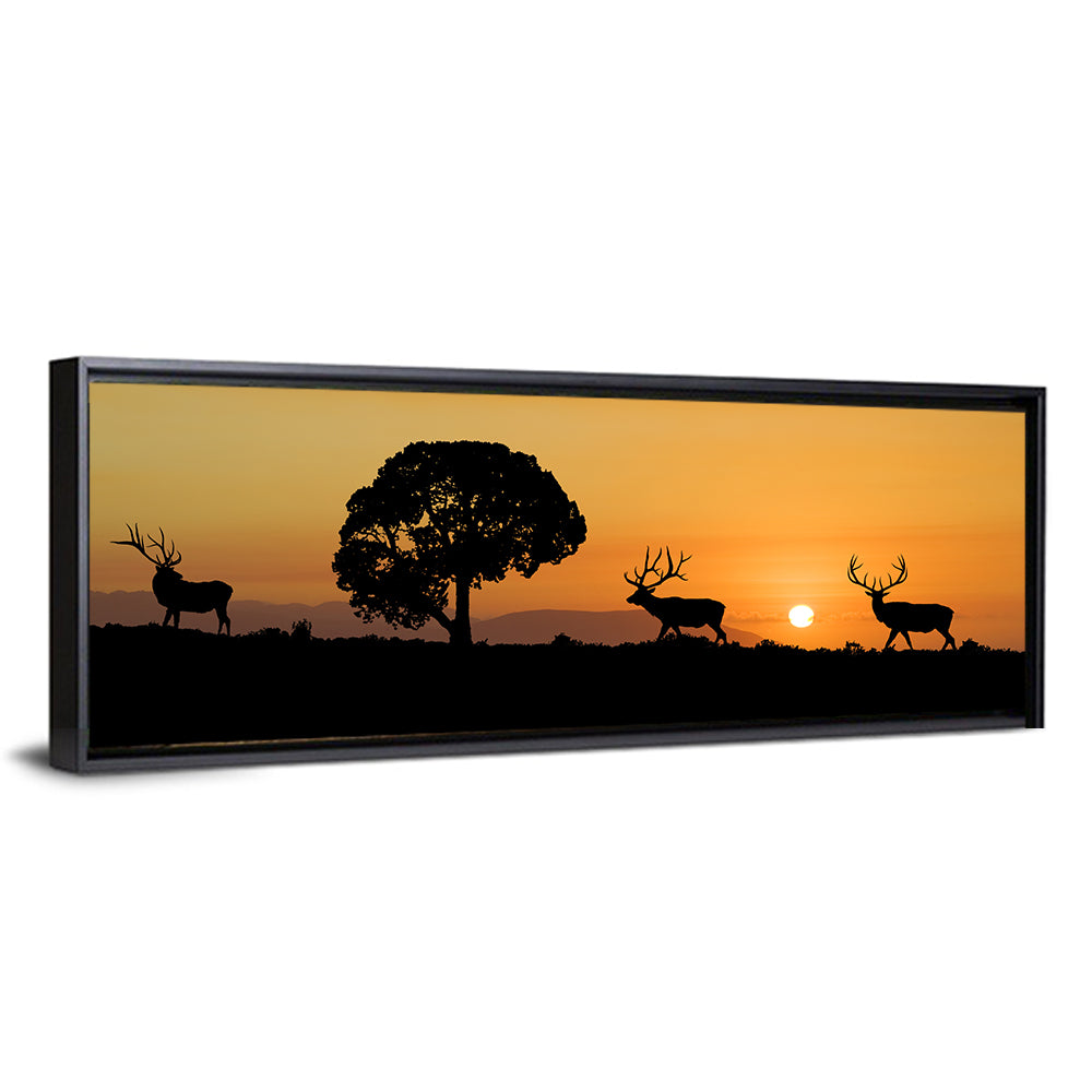 Bull Elk Sunset Silhouette Wall Art
