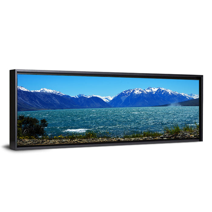 Lake Ohau Snow Peaks Wall Art as a framed canvas