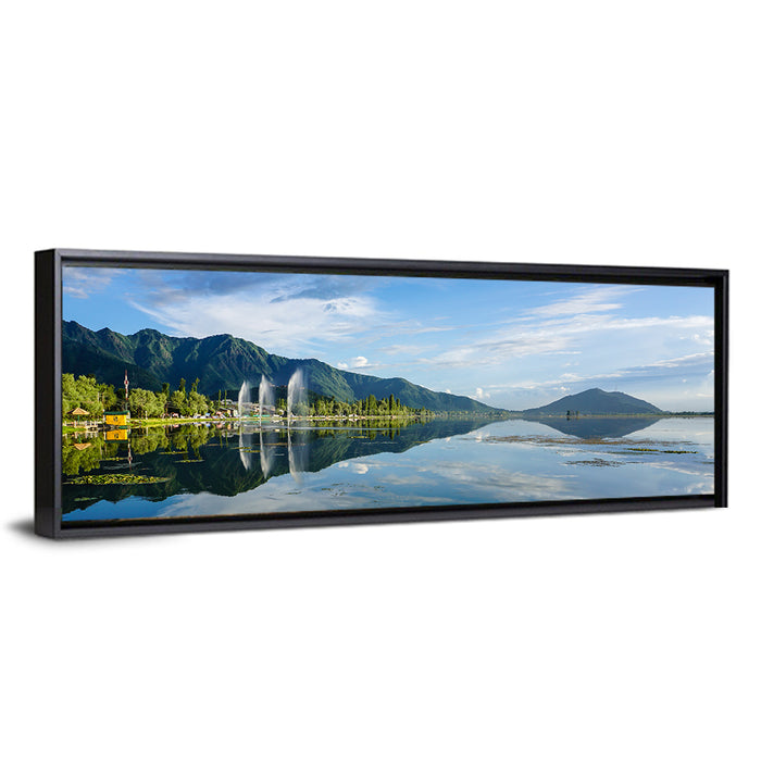 Dal Lake Reflections, Srinagar Wall Art as a framed canvas