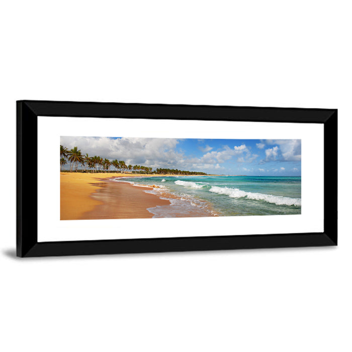 Palm Lined Tropical Coast Wall Art as a framed print