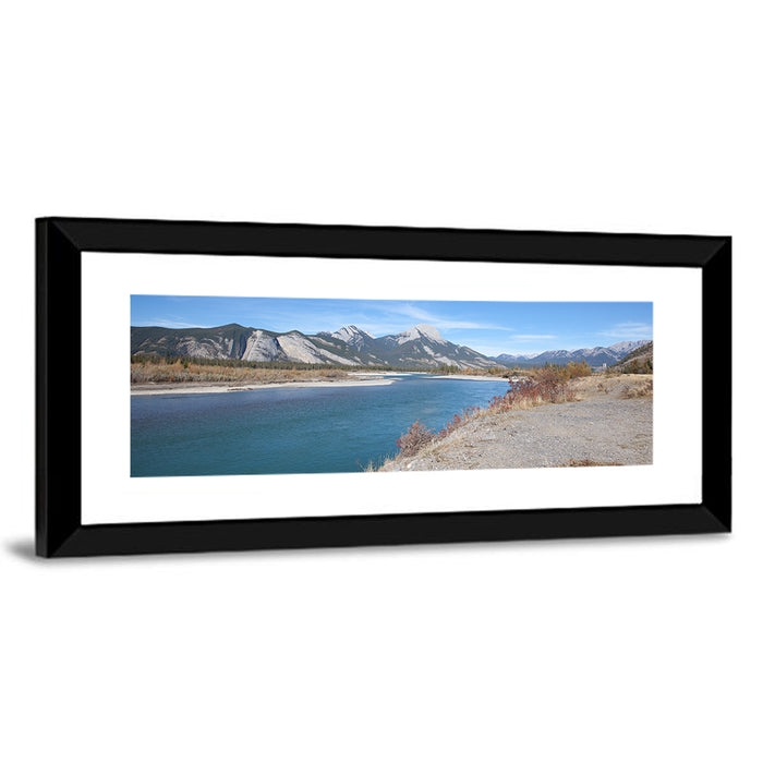 Mount Aeolus Over Athabasca Riverbank Wall Art as a framed print