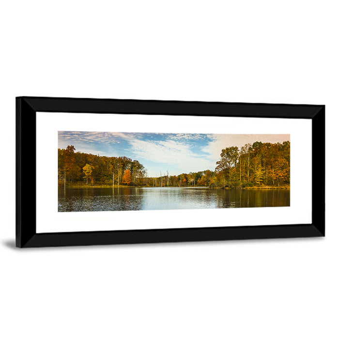 Seneca Lake Autumn Reflection Wall Art as a framed print