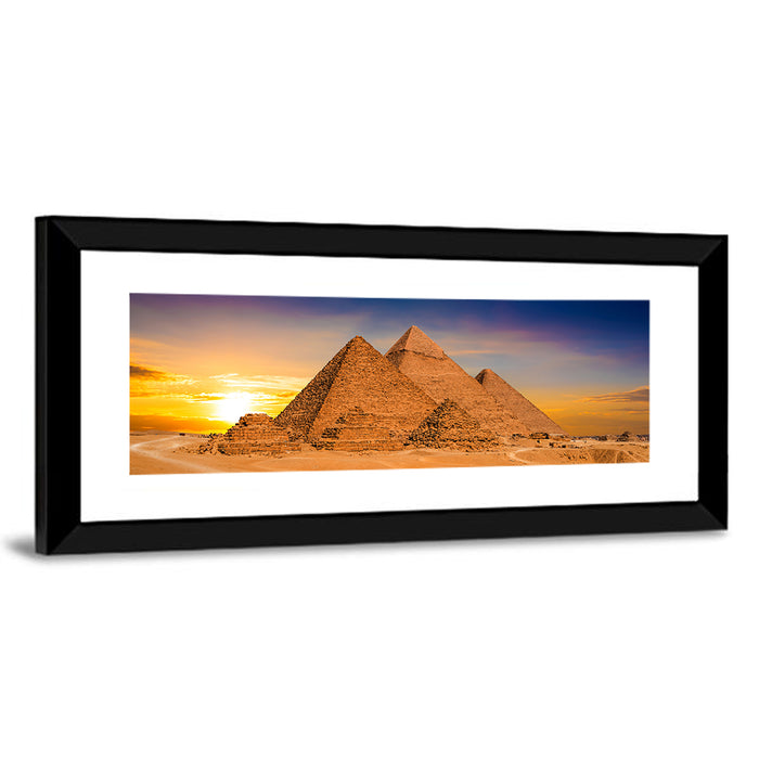 Giza Pyramids at Sunset Wall Art as a framed print