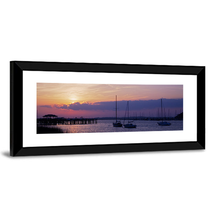 South Carolina Coastal Harbor Wall Art as a framed print