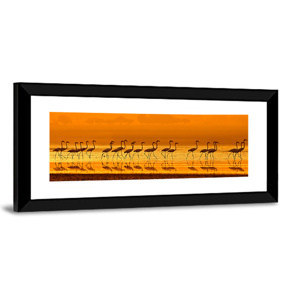 Flamingo Line at Golden Hour Wall Art