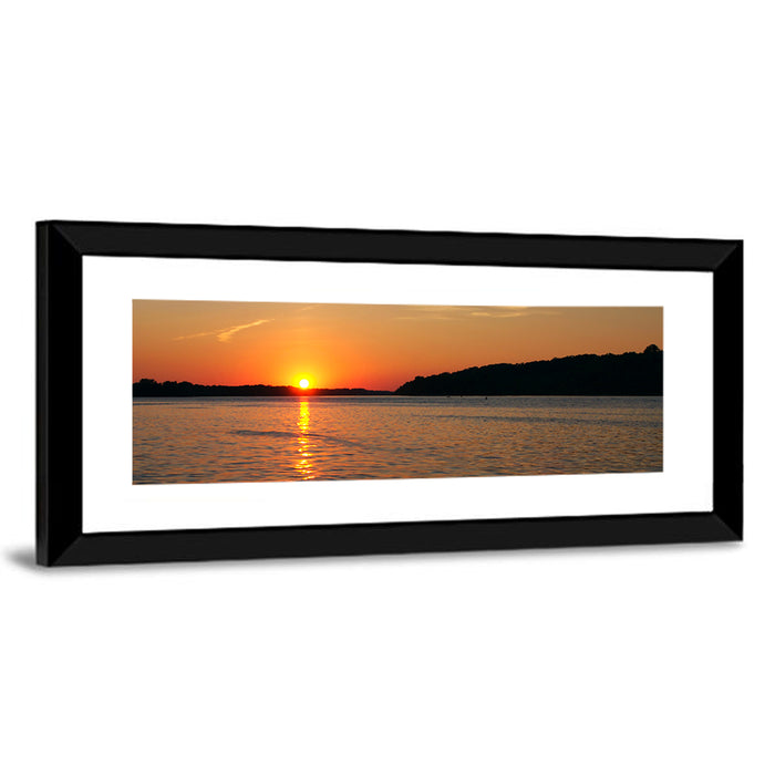 Mississippi River Sunset Wall Art as a framed print