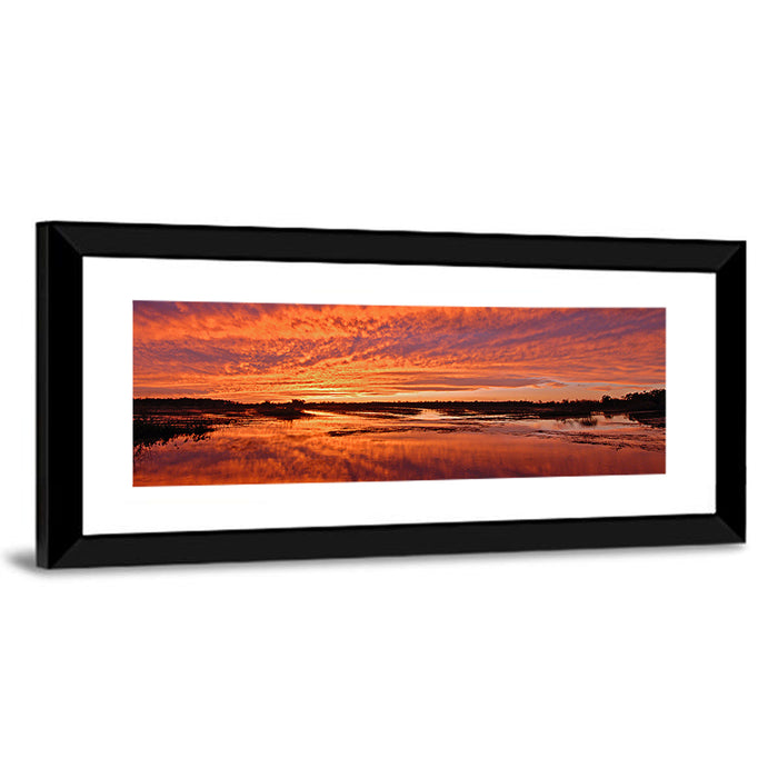 Louisiana Wetland Sunset Wall Art as a framed print
