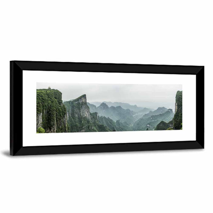 Misty Tianmen Mountain Valley Wall Art as a framed print
