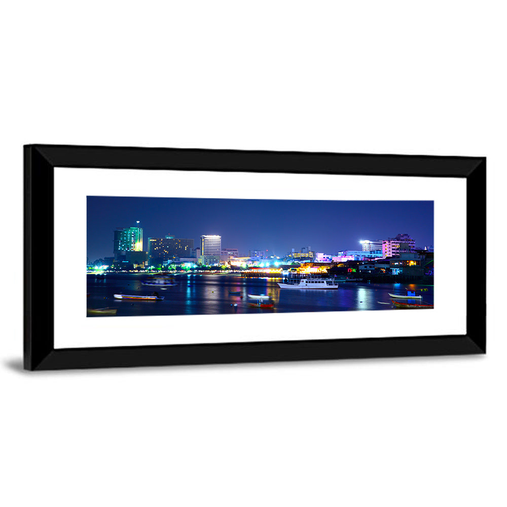 Pattaya Bay Night Skyline Wall Art