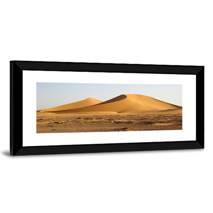 Golden Hour Desert Dunes Wall Art as a framed print
