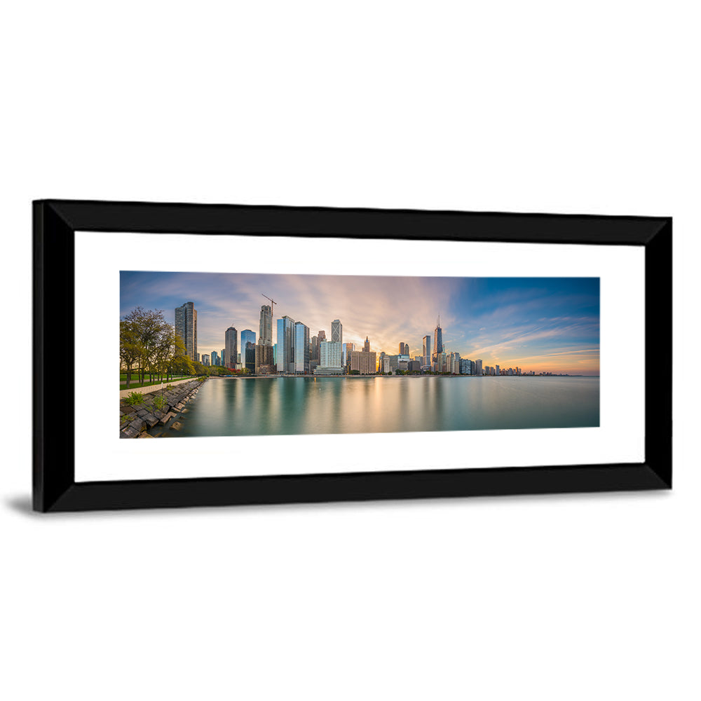 Chicago Skyline at Golden Hour Wall Art