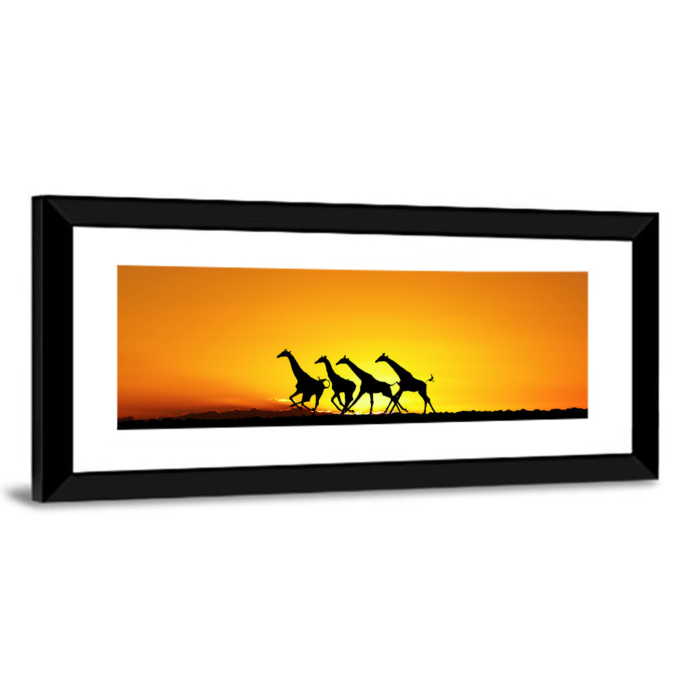 Savanna Giraffes at Sunset Wall Art
