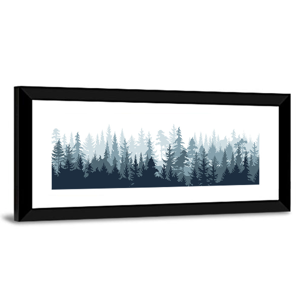 Misty Blue Pine Silhouette Wall Art