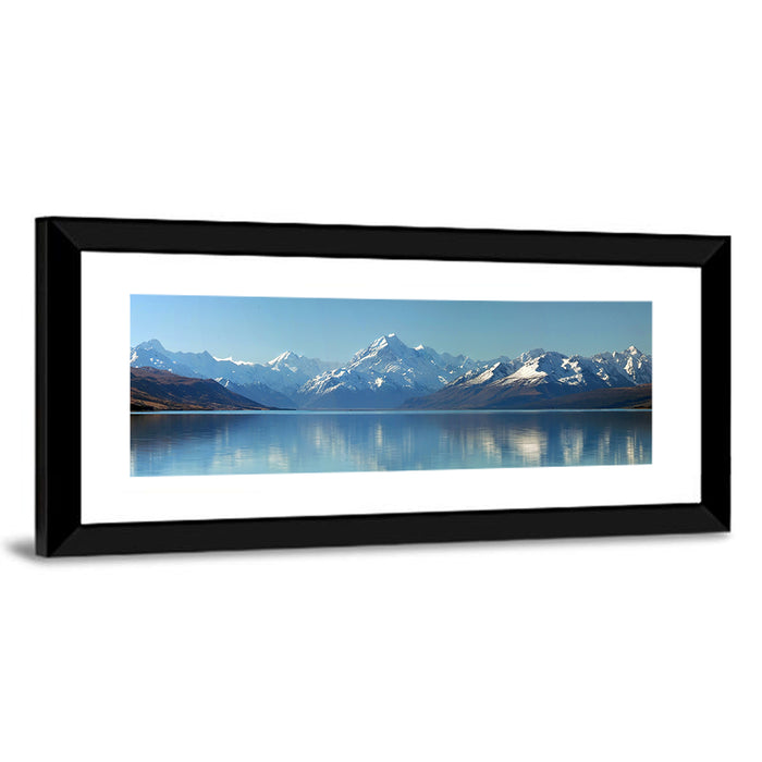 Aoraki Reflection Over Lake Pukaki Wall Art as a framed print