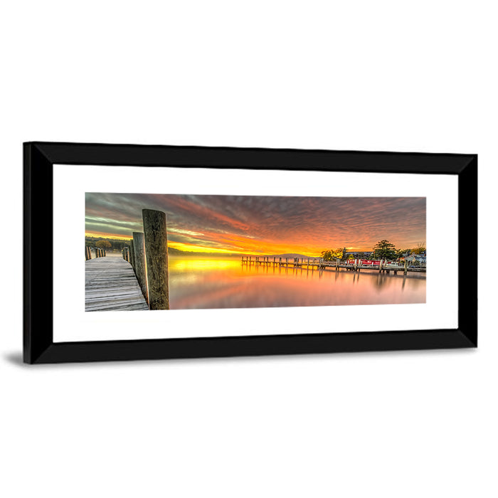 Meredith Bay Pier at Sunrise Wall Art as a framed print