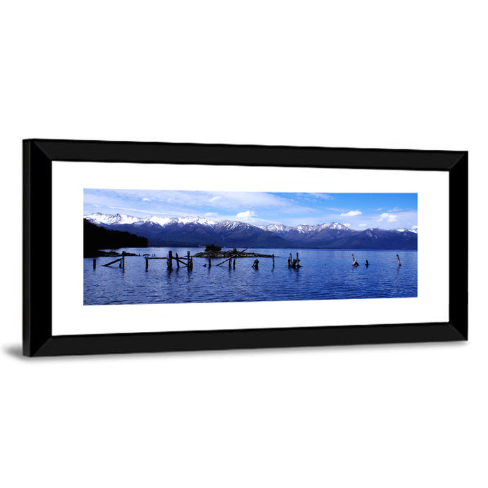 Nahuel Huapi Lake with Wooden Pilings Wall Art as a framed print