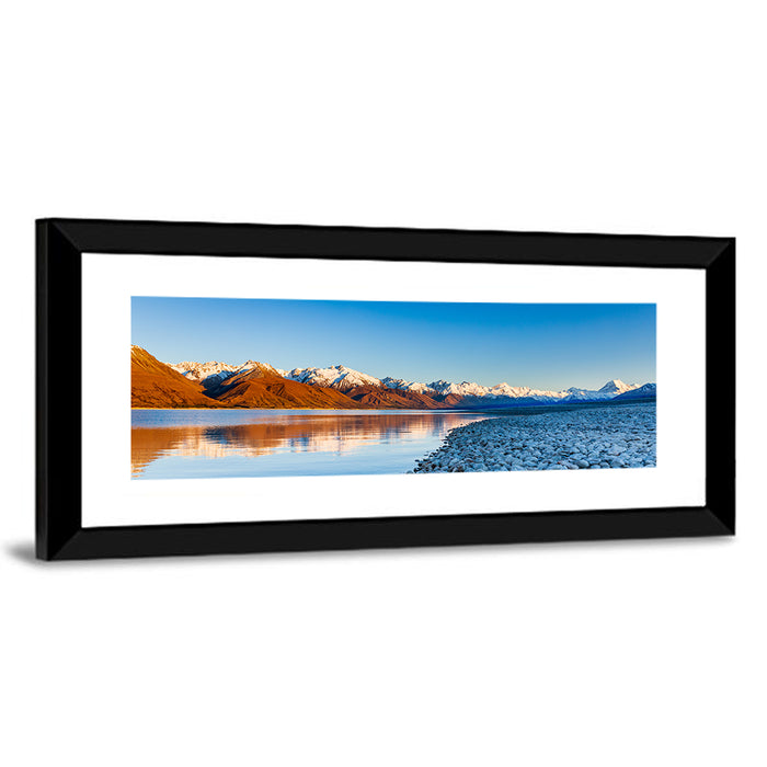 Lake Pukaki Sunset Reflection Wall Art as a framed print