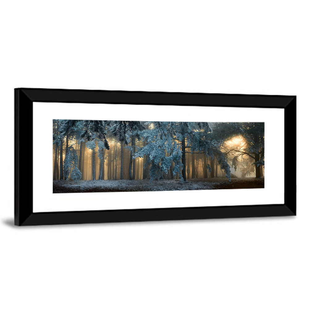 Golden Snowy Forest Wall Art