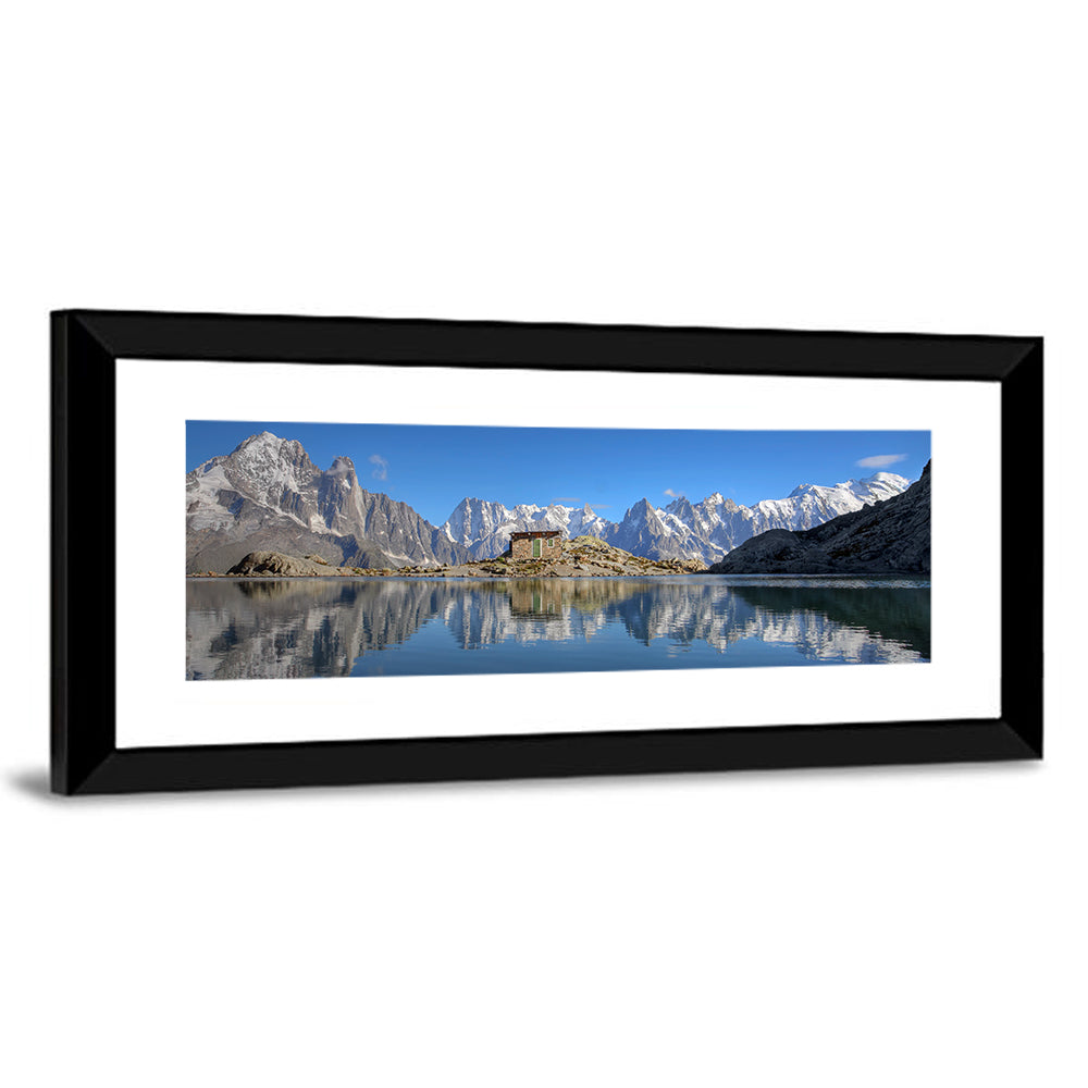 Stone Cabin on Mountain Lake Wall Art