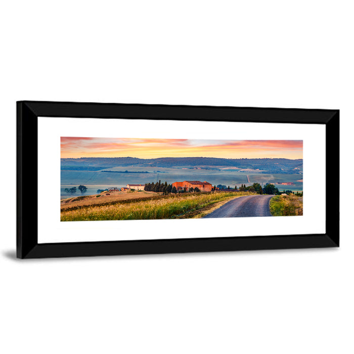 Tuscan Country Road Wall Art as a framed print
