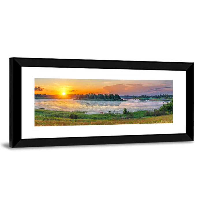 Sunset Over Lake Wall Art as a framed print