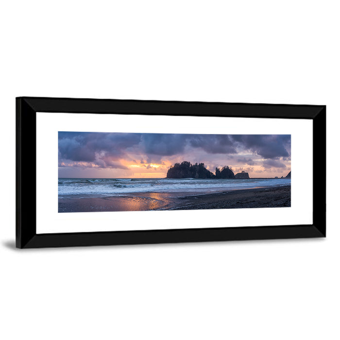 Rialto Beach Sea Stacks at Sunset Wall Art as a framed print