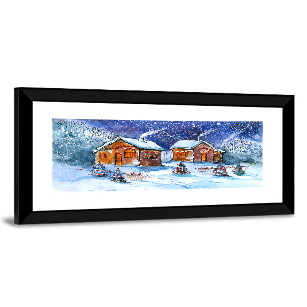 Starry Winter Village Wall Art