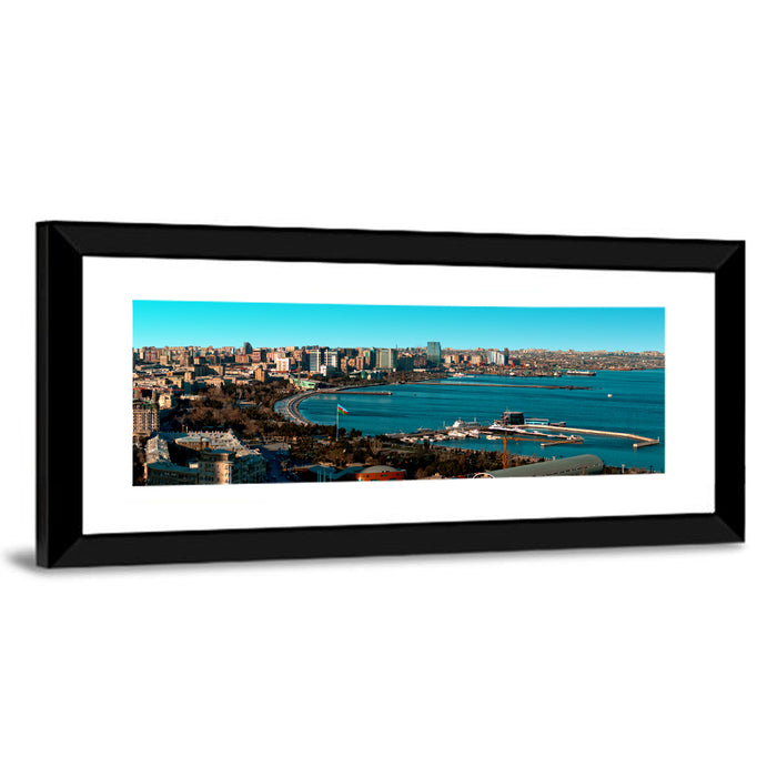 Baku Bay Panorama Wall Art as a framed print