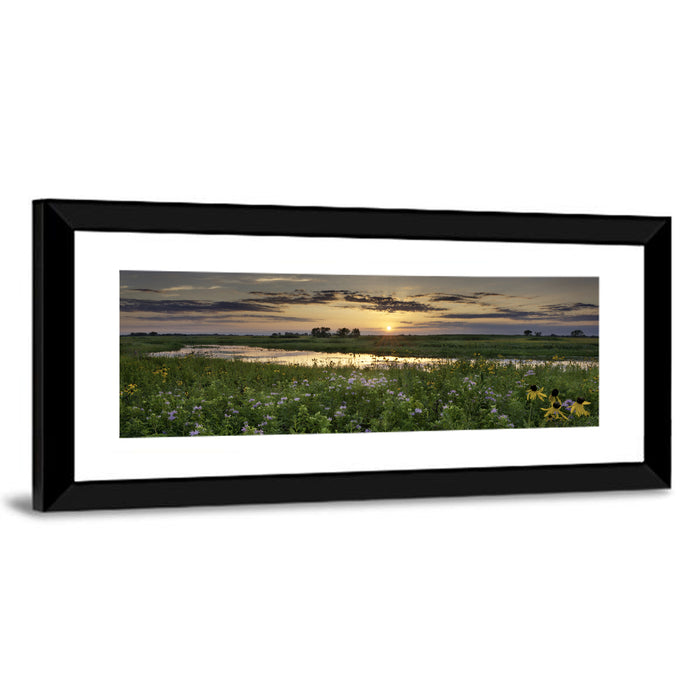 Illinois Fields Sunset Wall Art as a framed print