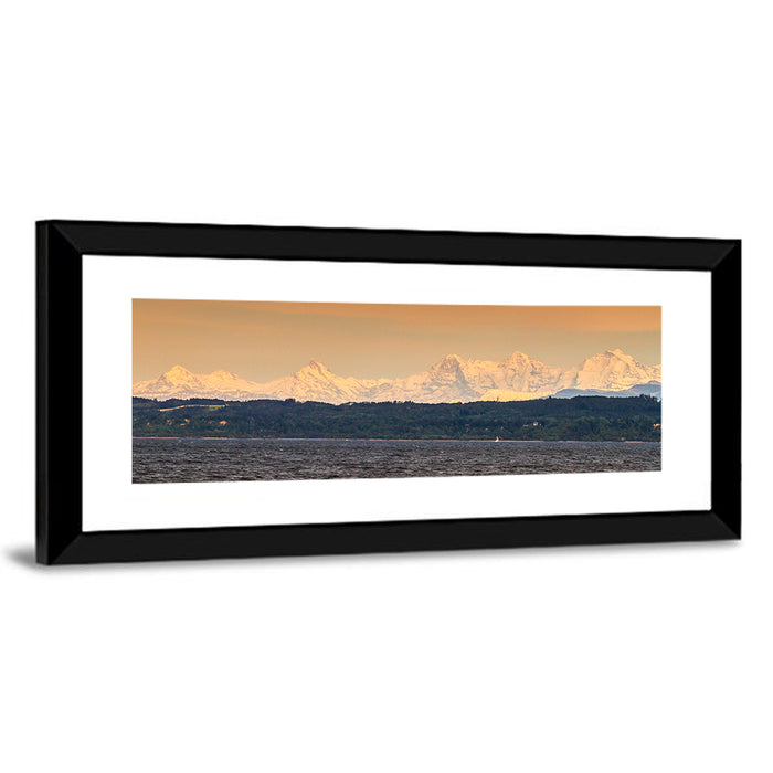 Lake Neuchatel Golden Hour Wall Art as a framed print