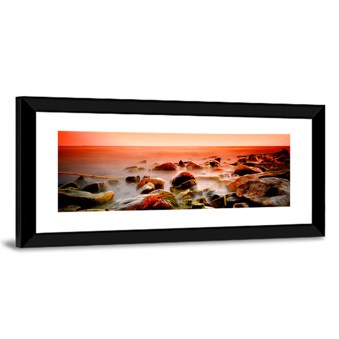 Lake Shore Sunset Wall Art as a framed print