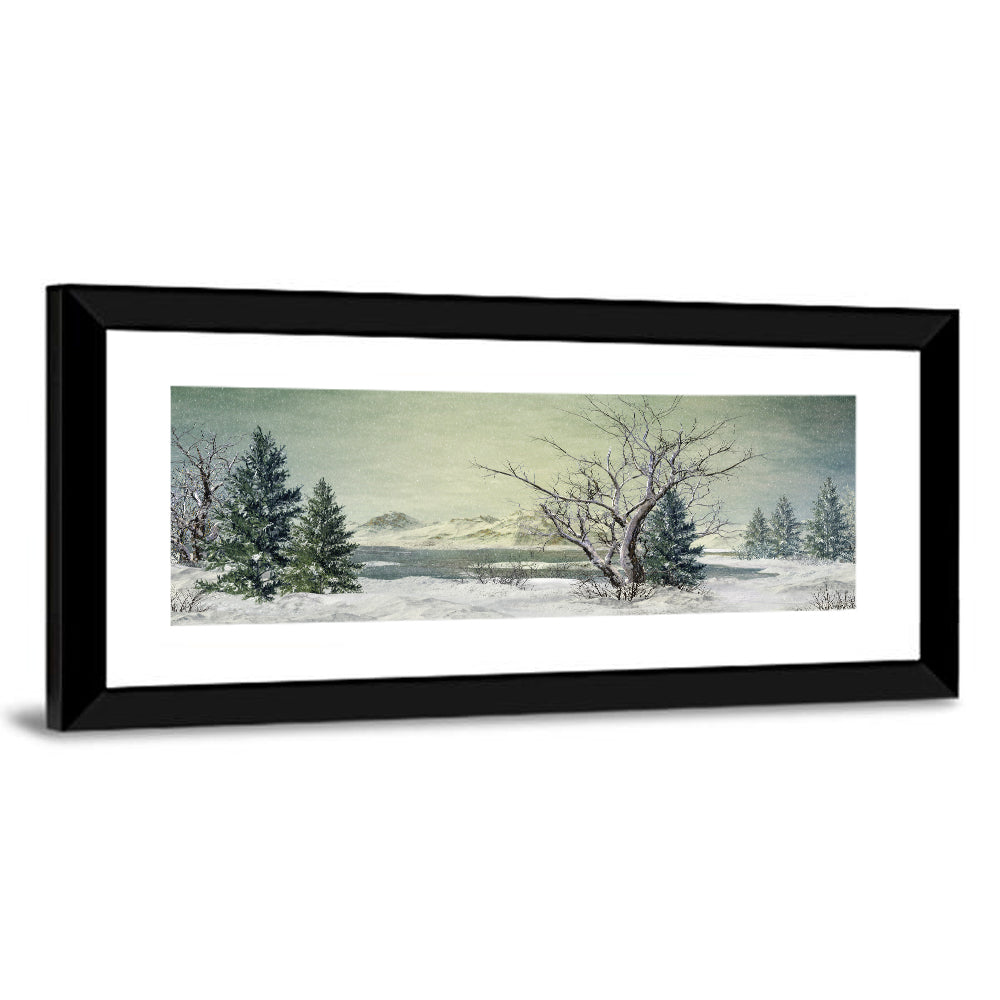 Leafless Tree at Winter Lake Wall Art