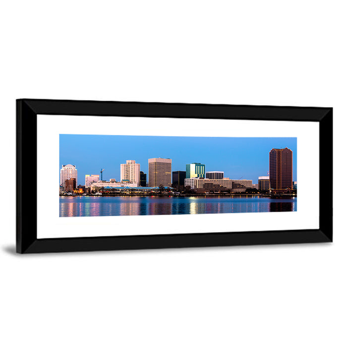 Norfolk Skyline at Twilight Wall Art as a framed print