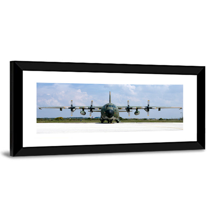 Camo Military Transport Aircraft Wall Art as a framed print