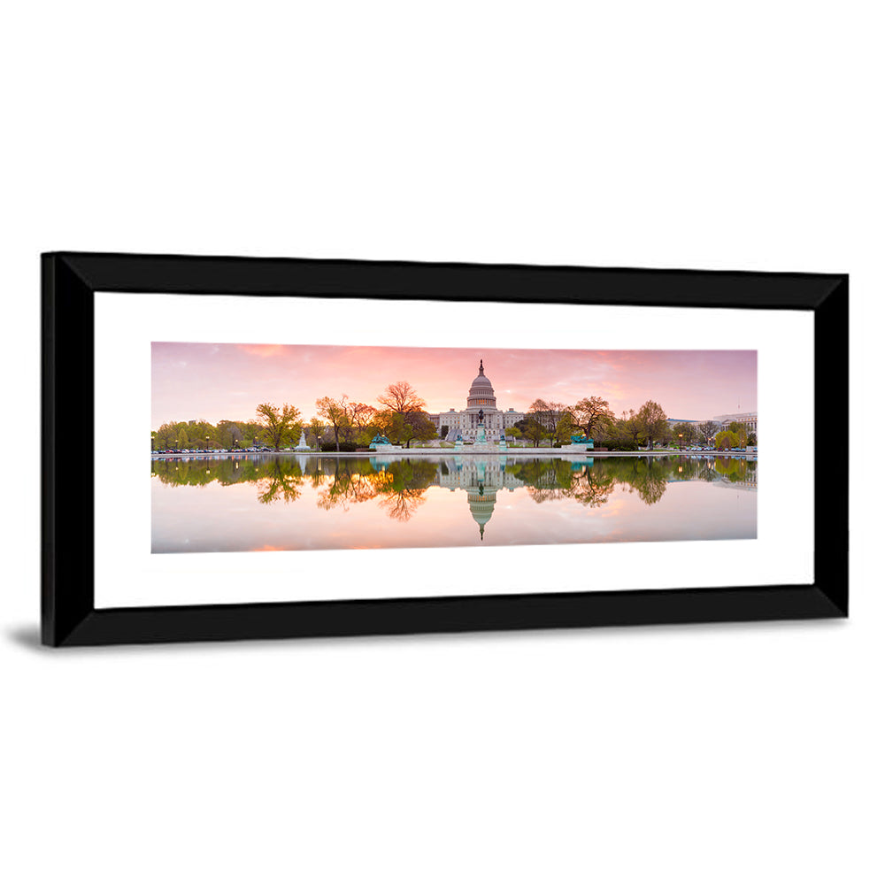 United States Capitol Sunrise Reflection Wall Art