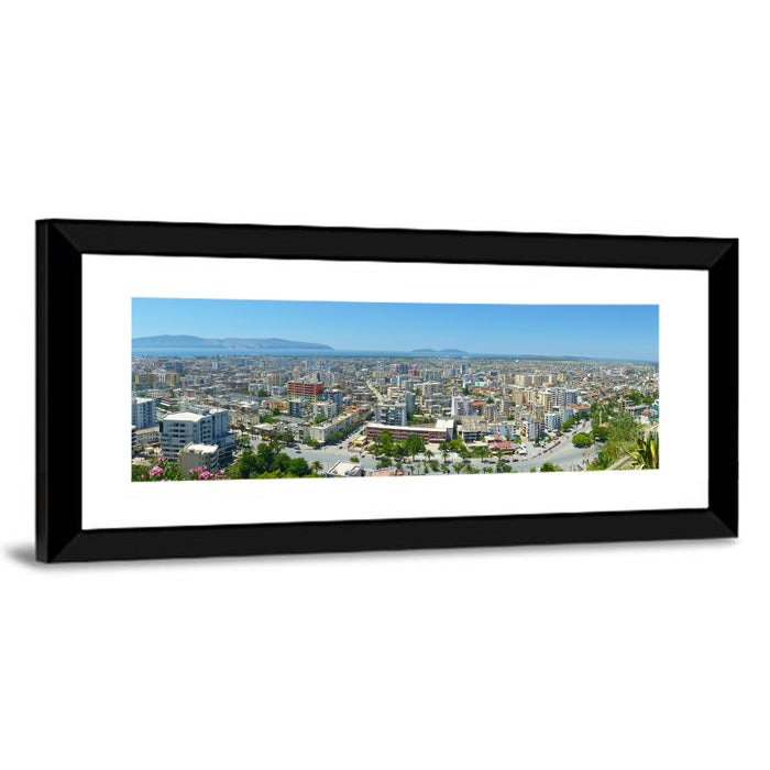 Vlore Coastal Cityscape Wall Art as a framed print