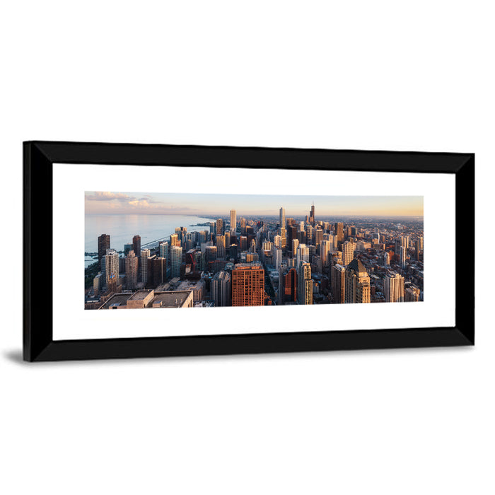 Chicago Skyline at Golden Hour Wall Art as a framed print