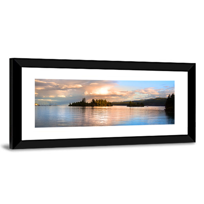 Flathead Lake Golden Hour Wall Art as a framed print