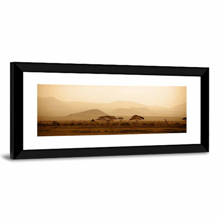 Hazy Savannah at Dawn Wall Art as a framed print