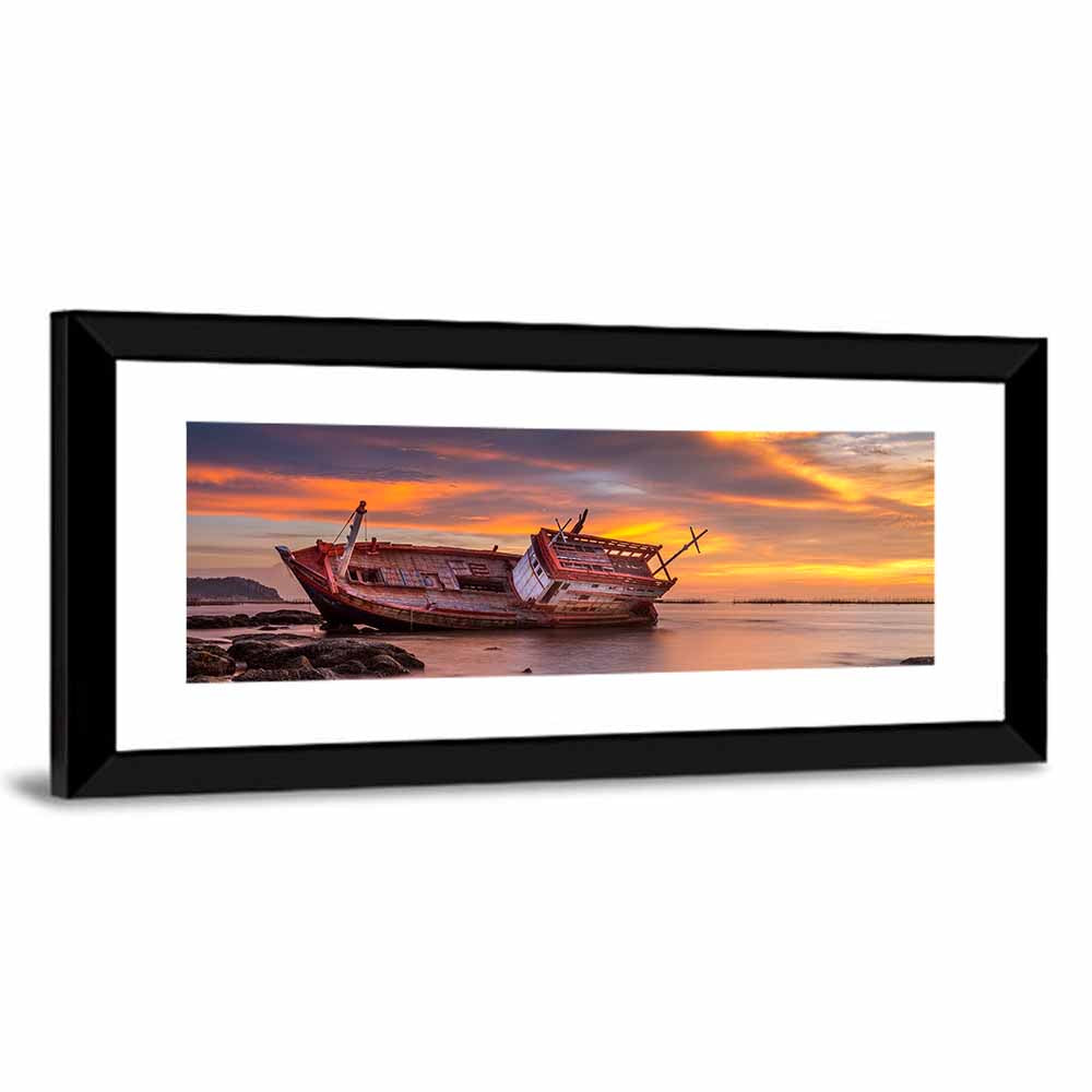 Shipwreck at Sunset Wall Art