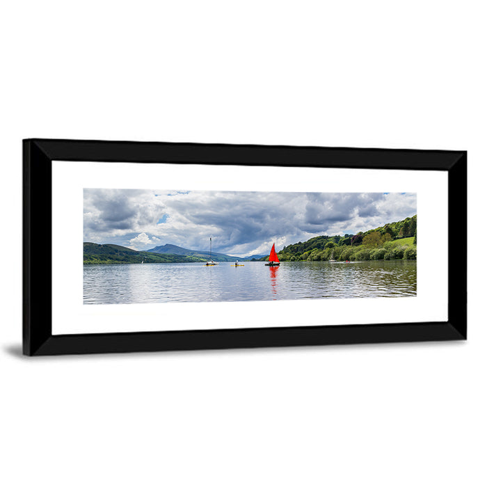 Bala Lake Sailboat Reflection Wall Art as a framed print