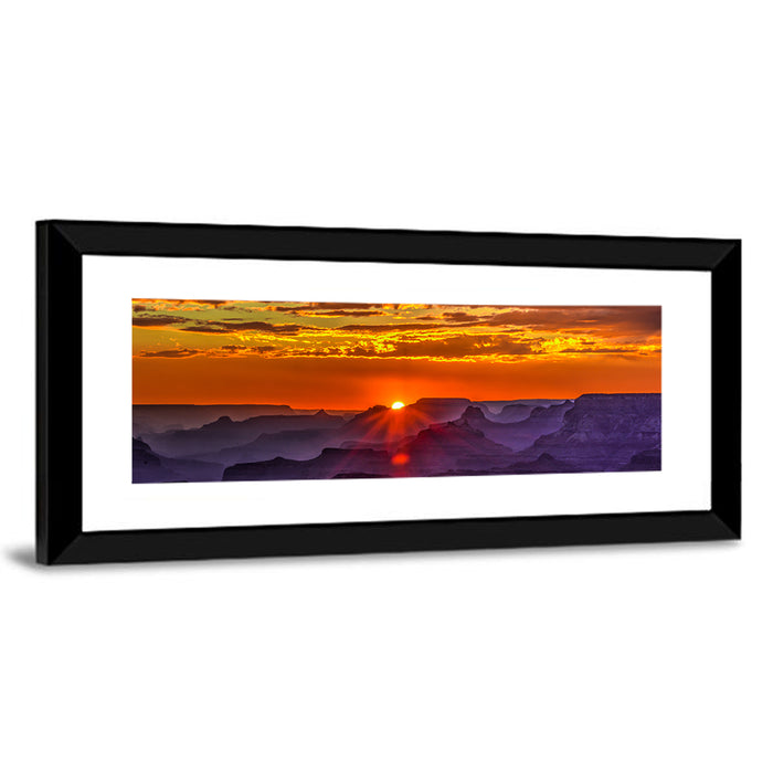 Lipan Point Sunset Sunburst Wall Art as a framed print