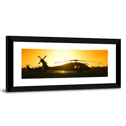 Military Helicopter at Sunset Wall Art